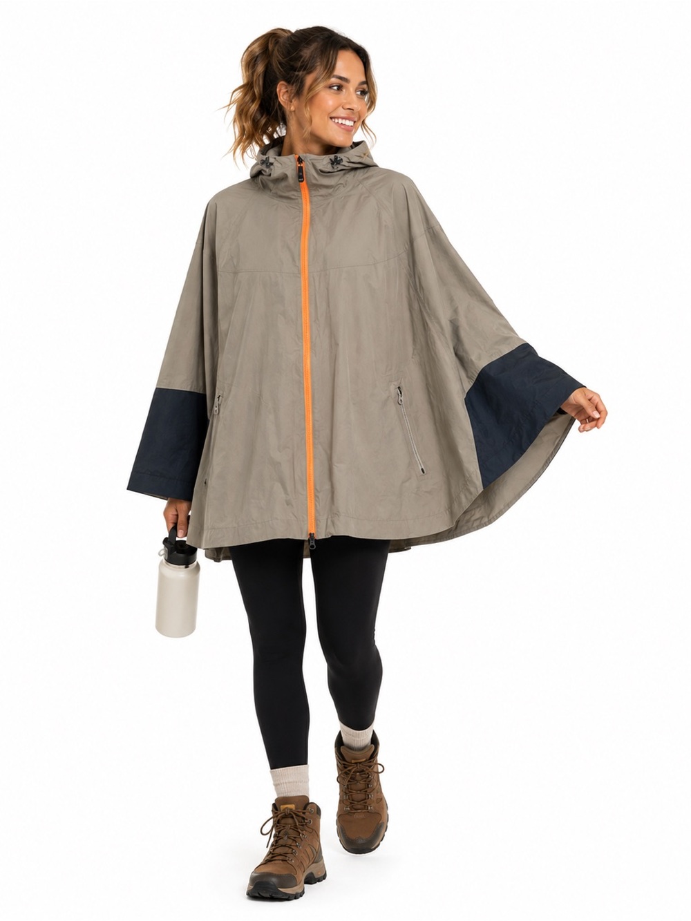Lolë Cloud Cape Waterproof Packable Rain Poncho Shitake Colourblock One Size